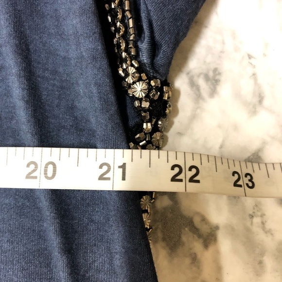 Max Jeans Blue long Dolman Sleeve Blouse Beaded Detail Size S Oversized NWT - Picture 4 of 5